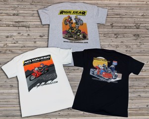 Photo showing all 3 designs of shirts - Off road, street & cruiser